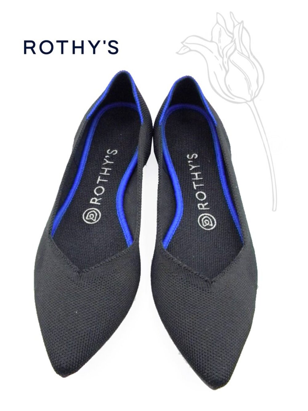 ROTHYS The Point' Black Knit Ballet Flat